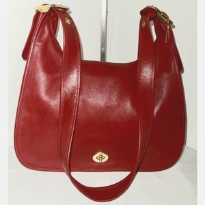 Coach 9718 Vintage Legacy Crescent Red Leather Satchel Bag